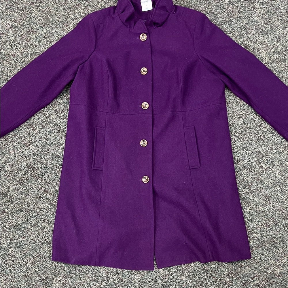 3x Old Navy purple grape colored wool coat, fully lined in excellent condition.